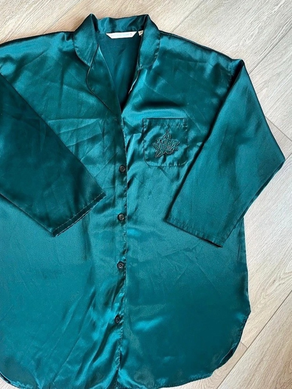 Victoria's Secret Satin Button Down Floral Pocket Top